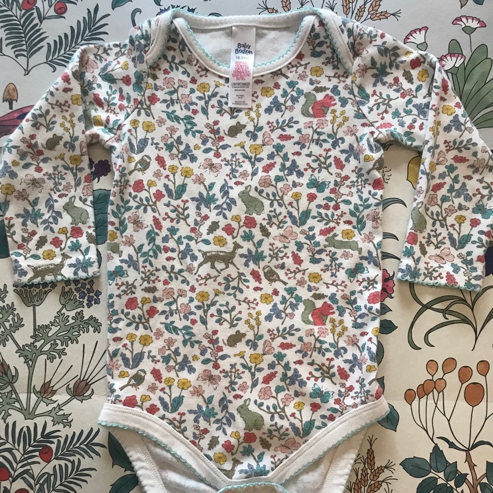 Mini Boden forest friends onesie